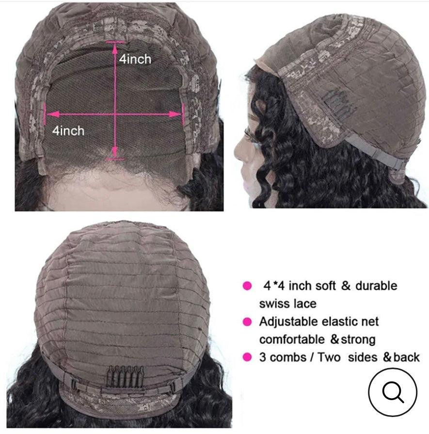 4x4 Black Glueless Wig